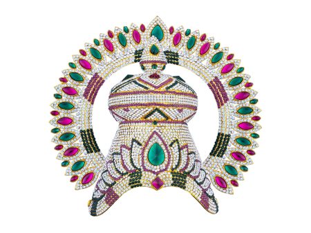 Half Crown With Arch - 10 x 8 Inches | Mukut  Multicolour Stone Kireedam  Kiridam for Deity Decor Online Sale