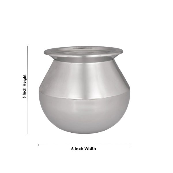 Pot with Lid - 6 x 6 Inches | Pongal Handi  Stainless Steel Pot  Cooking Pot for Home  535 Gms Approx Hot on Sale