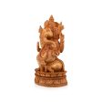 Ganesh Murti Sitting On Kamal Flower - 16 x 9 Inches | Wooden Statue  Ganpati Murti  Vinayaka Statue for Pooja Fashion