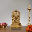 Ganesh Murti With Arch - 9 x 5 Inches | Antique Brass Idol  Vinayaka Statue Sitting On Chowki for Pooja  2.460 Kgs Online now