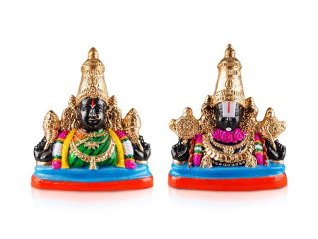 Bust Perumal Thayar Paper Mache Golu Bommai Pair - 15 x 11 Inches | Giri Golu Doll  Navaratri Golu Bomma Gombe For Sale