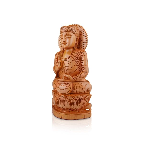 Buddha Statue - 12 x 6 Inches | Buddha Murti  Buddha Idol  Wooden Statue for Home  1.080 Kgs Online