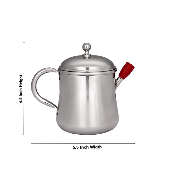 Oil Pot - 4.5 x 5.5 Inches | Stainless Steel Oil Pot  Tea Pot for Home  150 Gms Approx Discount