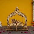 Jhula - 11.5 x 11 Inches | Gold Polish & Double Peacock Design Palana  Aluminium Jhoola for Deity  880 Gms Approx Online Hot Sale