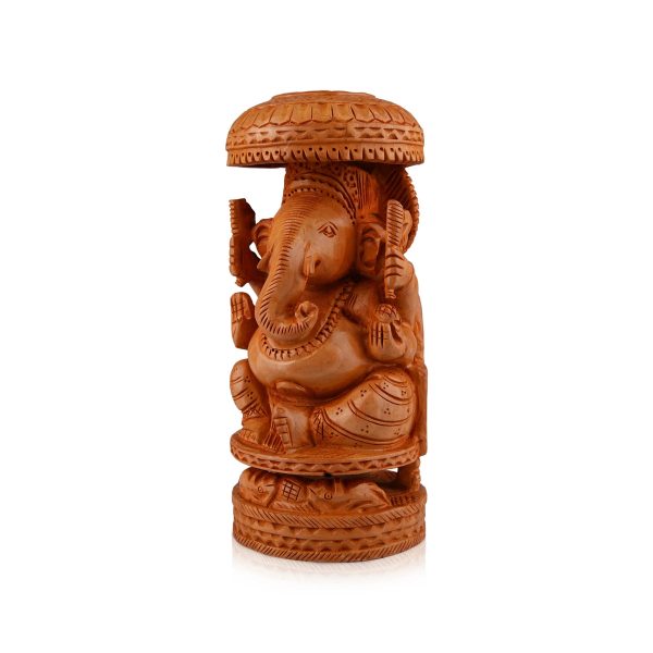 Chatri Ganesh Murti - 8 x 4 Inches | Wooden Statue  Ganpati Murti  Vinayaka Statue for Pooja Online Hot Sale