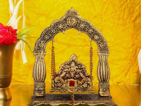 Jhula - 9 x 8 Inches | Gold Polish Palana  Aluminium Jhoola for Deity  520 Gms Approx Fashion