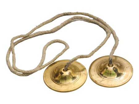 Brass Hand Cymbals - 2.5 Inches | Brass Manjira Taal  Talam With Rope  Brass Jalra for Kirtan  115 Gms Approx For Discount