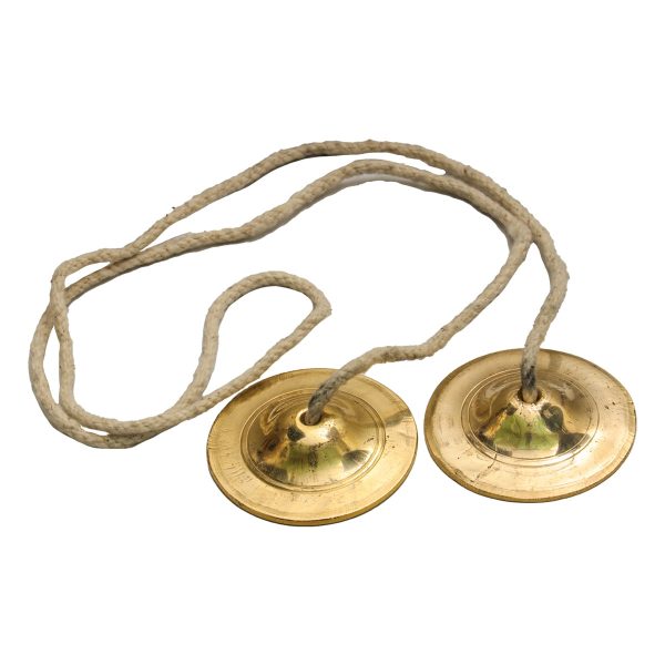 Brass Hand Cymbals - 2.5 Inches | Brass Manjira Taal  Talam With Rope  Brass Jalra for Kirtan  115 Gms Approx For Discount