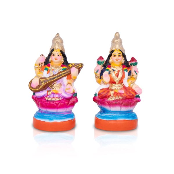 Lakshmi Saraswathi Clay Golu Bommai Pair - 8 Inches | Giri Golu Doll  Navaratri Golu Bomma Gombe Bommai Online now