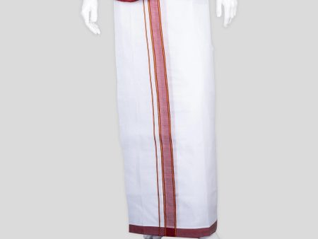 Veshti - 3.6 Mtrs | White Colour Vesti  Bavanchi With Jari Border Dhoti for Men Online