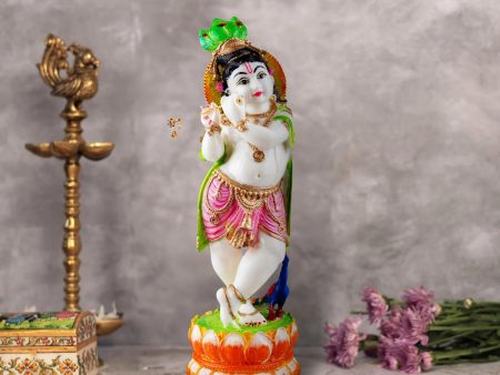 Flute Krishna Murti - 15 x 4 Inches | Resin Statue  Painted Krishna Idol  Standing Krishna Statue for Pooja Sale