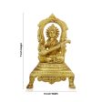 Saraswati Murti With Arch - 9 x 5 Inches | Antique Brass Idol  Saraswati Idol Sittting On Chowki for Pooja  2.200 Kgs on Sale