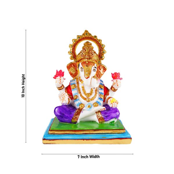 Ganesh Murti - 10 x 7 Inches | Resin Statue  Ganpati Murti  Painted Vinayaka Statue for Pooja Online Sale