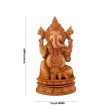 Ganesh Murti Sitting On Kamal Flower - 16 x 9 Inches | Wooden Statue  Ganpati Murti  Vinayaka Statue for Pooja Fashion