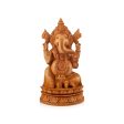 Ganesh Murti Sitting On Kamal Flower - 16 x 9 Inches | Wooden Statue  Ganpati Murti  Vinayaka Statue for Pooja Fashion