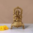 Lakshmi Idol With Arch - 9 x 4.5 Inches | Brass Idol  Laxmi Murti Sitting On Chowki for Pooja  2.160 Kgs For Sale