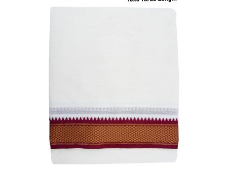 Veshti - 10 x 6 Yards | 7 Kan MayilKan Jari Border Dhoti  Half White Vesti for Men Fashion