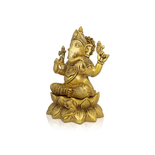 Ganesh Murti - 9 x 5 Inches | Antique Brass Idol  Ganpati Idol  Vinayaka Statue for Pooja  3.500 Kgs Approx For Cheap