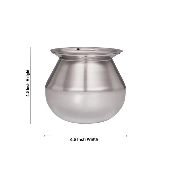 Pot with Lid - 4.5 x 4.5 Inches | Pongal Handi  Stainless Steel Pot  Cooking Pot for Home  305 Gms Approx Online