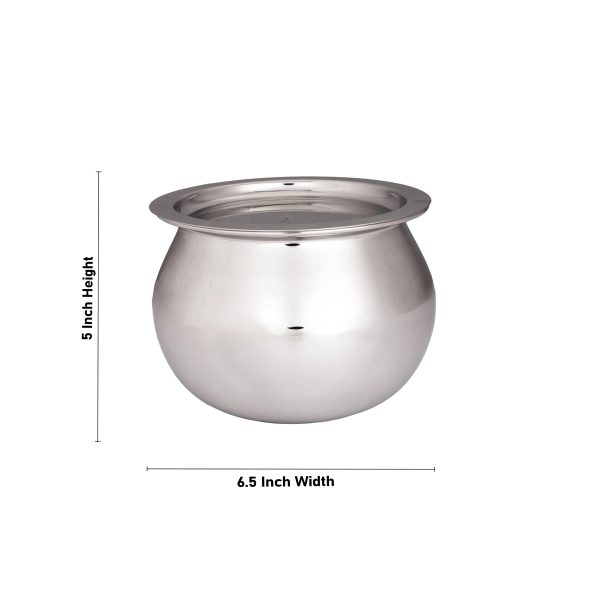 Pot with Lid - 5 x 6.5 Inches | Dal Handi  Stainless Steel Pot  Cooking Pot for Home  505 Gms Approx For Cheap