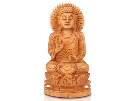 Buddha Statue - 8 x 4 Inches | Buddha Murti  Buddha Idol  Wooden Statue for Home  235 Gms For Discount