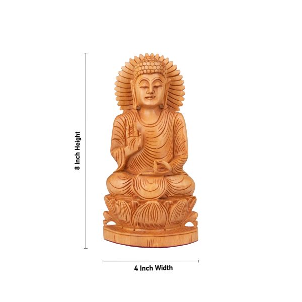 Buddha Statue - 8 x 4 Inches | Buddha Murti  Buddha Idol  Wooden Statue for Home  235 Gms For Discount