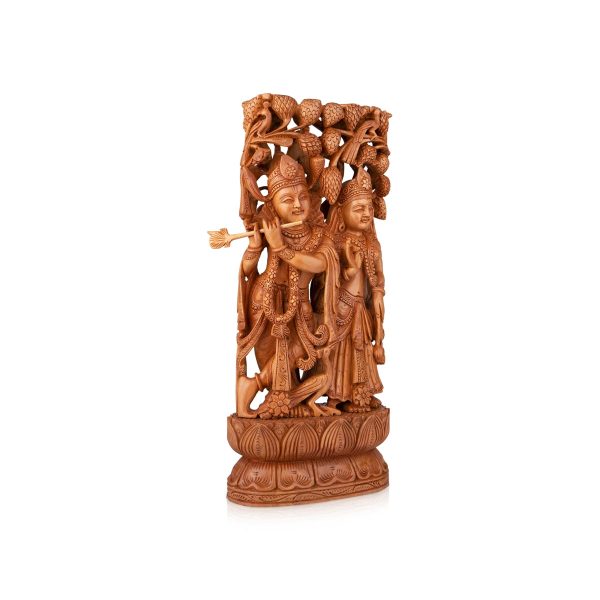 Radha Krishna Murti - 15 x 7 Inches | Wooden Statue  Radha Krishna Idol Standing Under Tree for Pooja Online now