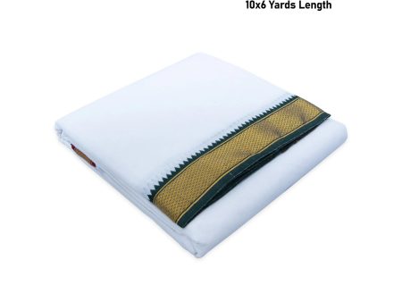 Veshti - 10 x 6 Yards | White Colour Vesti  9 Kan Mayilkan Border Dhoti for Men For Discount