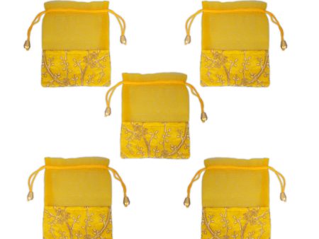 Thamboolam Bag Set - 7 x 5 Inches | 5 Pcs  Embroidery Thambula Pai  Tambula Bag for Wedding on Sale