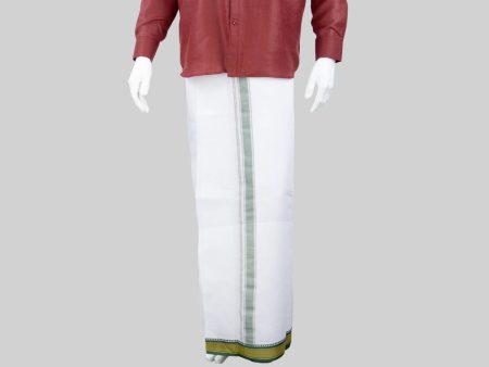 Veshti - 3.6 Mtrs | White Colour Vesti  7 Kan Mayilkan Border Dhoti for Men Supply