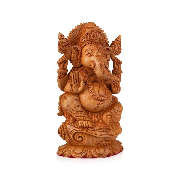 Ganesh Murti - 8 x 4.5 Inches | Wooden Statue  Ganpati Murti  Vinayaka Statue for Pooja on Sale