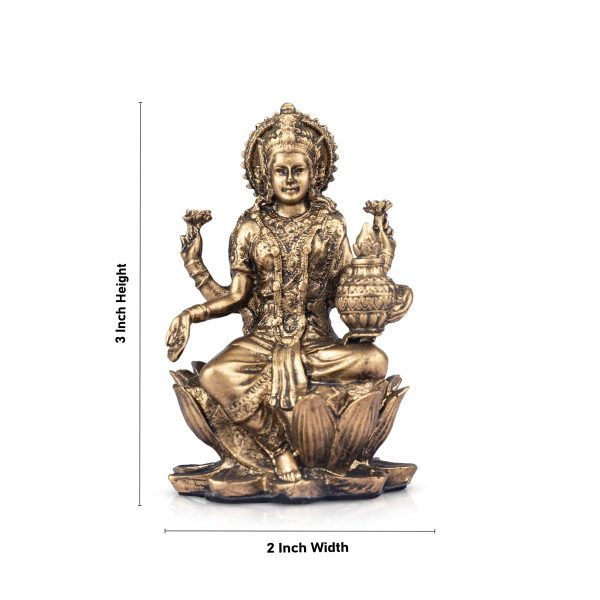 Lakshmi Idol - 3 x 2 Inches | Resin Statue  Brass Polish Laxmi Murti  Laxmi Idol for Pooja For Cheap