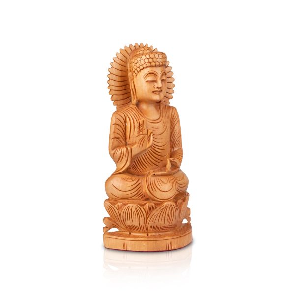 Buddha Statue - 8 x 4 Inches | Buddha Murti  Buddha Idol  Wooden Statue for Home  235 Gms For Discount