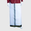 Veshti - 10 x 6 Yards | 7 Kan MayilKan Border Dhoti  White Vesti for Men Supply