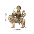 Durga Devi Sitting On Lion - 6 x 4 Inches | Brass Statue  Durga Murti for Pooja  490 Gms Approx For Discount