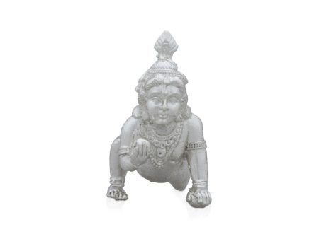 Crawling Krishna Idol - 1 x 2.5 Inches | Copper Idol  Silver Polish Krishnan Statue for Pooja  35 Gms Approx on Sale