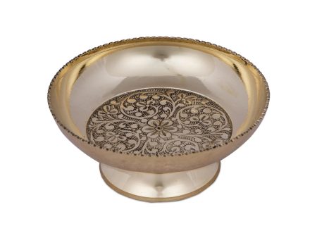 Brass Bowl With Stand - 2 x 4.25 Inches | Phaldar Design Brass Cup  Pooja Cup for Home  195 Gms Approx Sale