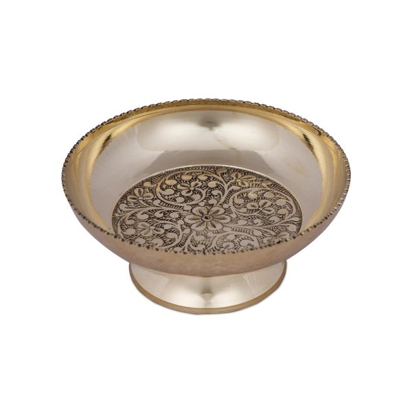 Brass Bowl With Stand - 2 x 4.25 Inches | Phaldar Design Brass Cup  Pooja Cup for Home  195 Gms Approx Sale