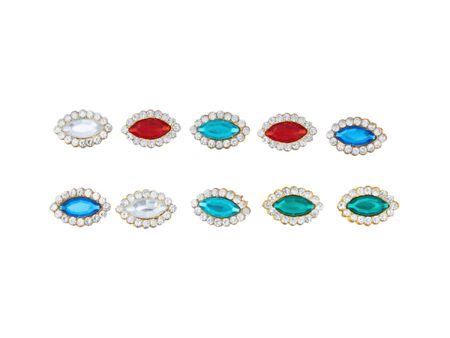 Stone Pottu Set - 10 Pcs | Stone Bindi  Stone Tilak for Deity  Assorted Colours on Sale