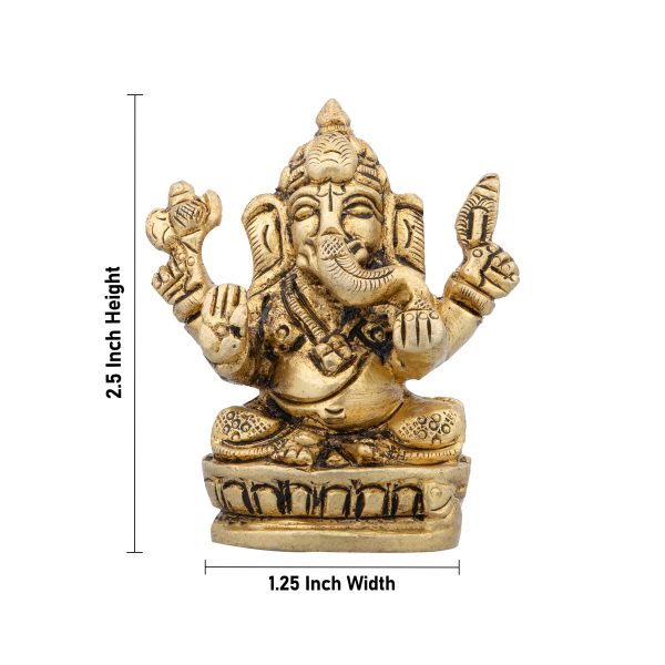 Ganpati Murti - 2.5 x 1.25 Inches | Antique Brass Idol  Vinayagar Silai for Pooja  140 Gms Approx Sale