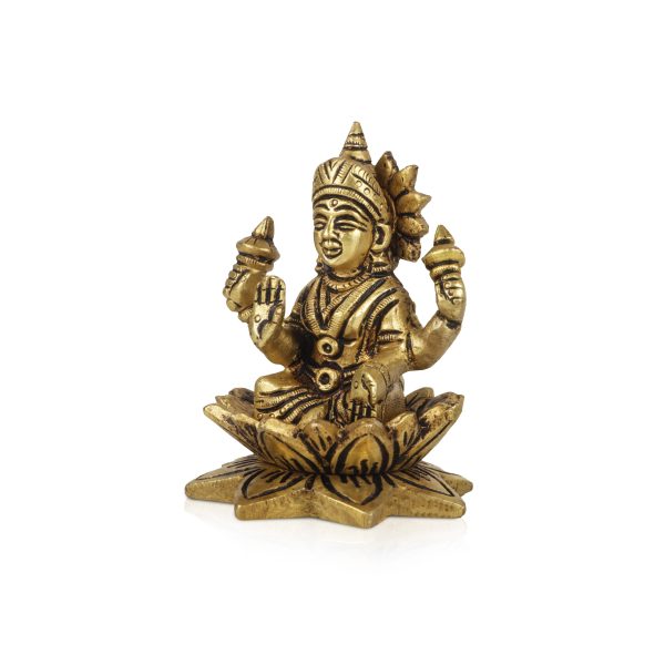 Laxmi Murti  - 3.5 x 2.75 Inches |  Brass Idol  Lakshmi Idol  Lakshmi Murti  Lakshmi Statue for Pooja Online