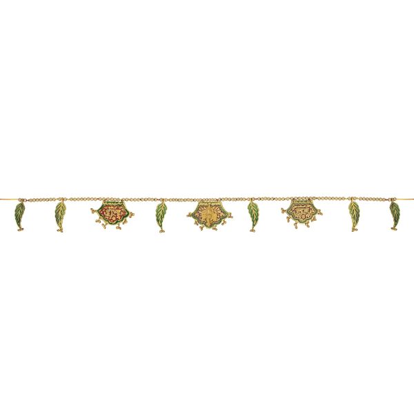 Gold Polish Toran - 42 Inches | Meenakari Pankhi Design Bandanwar  Aluminium Thoran for Door Decor  280 Gms Supply