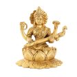 Saraswati Murti Sitting On Lotus - 5.5 x 4 Inches | Antique Brass Idol  Saraswati Idol for Pooja  1.290 Kgs Approx Discount