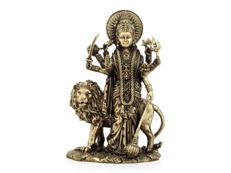 Durga Devi - 5 x 3.5 Inches | Durga Statue Sitting On Lion  Brass Idol  Durga Murti for Pooja  315 Gms Approx Hot on Sale