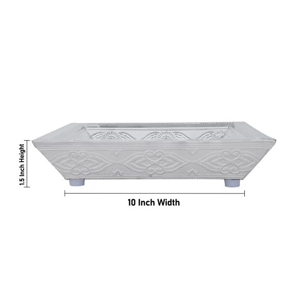 Tray Without Handle - 10 x 7 Inches | Thali Plate  Pooja Plate  Silver Polished Plate for Home Sale