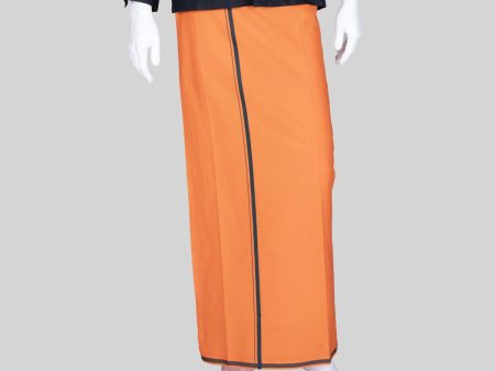 Veshti - 2 Mtrs | Gundanchi Border Dhoti  Orange Colour Vesti for Men For Sale