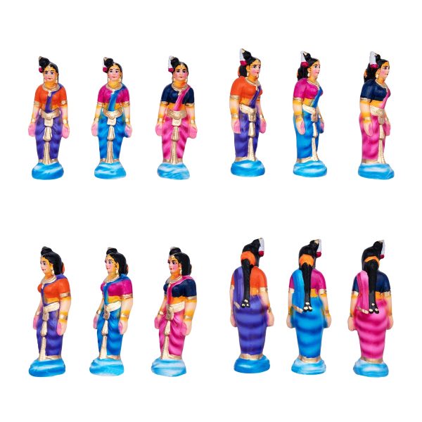 Karthigai Pengal Clay Golu Bommai Set - 10 x 9 Inches | Giri Golu Doll  Navaratri Golu Bomma Gombe Bommai Fashion