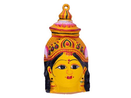 Ammavari Face - 7 x 3.5 Inches | Zinc Vara Lakshmi Face  Yellow Amman Mugam for Deity  120 Gms Approx on Sale