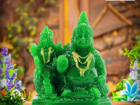 Laxmi Kuber Statue - 4 x 3 Inches Green | Resin Lakshmi Kuber Idol  Laxmi Kuber Idol for Pooja Hot on Sale