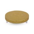 Patla Pair - 5 x 5 Inches | 2 Pcs  Wooden Manai Palagai  Gold Polish Bajot  Round Chowki for Pooja  210 Gms Online